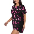 thumbnail image 2 of Lsque Breast Cancer Women's Short-Sleeved Pajama Set - 2 Piece Soft and Lightweight Sleepwear Set-Large, 2 of 9