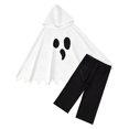 thumbnail image 3 of JAJAHO Toddler Boys Girls Halloween Outfits Ghost Poncho Hoodie And Capris 2 Piece Sets Kids Halloween Clothes 3M-9T, 3 of 5