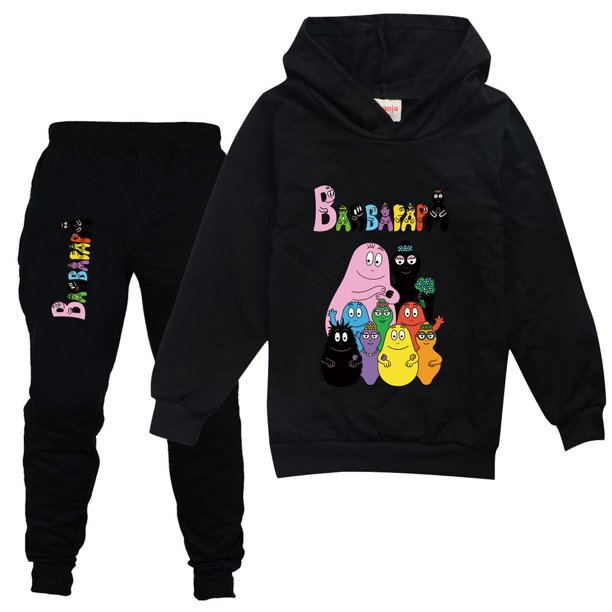 Chándales casuales de manga larga para niños, suéter divertido, sudaderas con capucha para niños y niñas, conjuntos de ropa PVD + FJJ Barbapapa zhangmenya LED