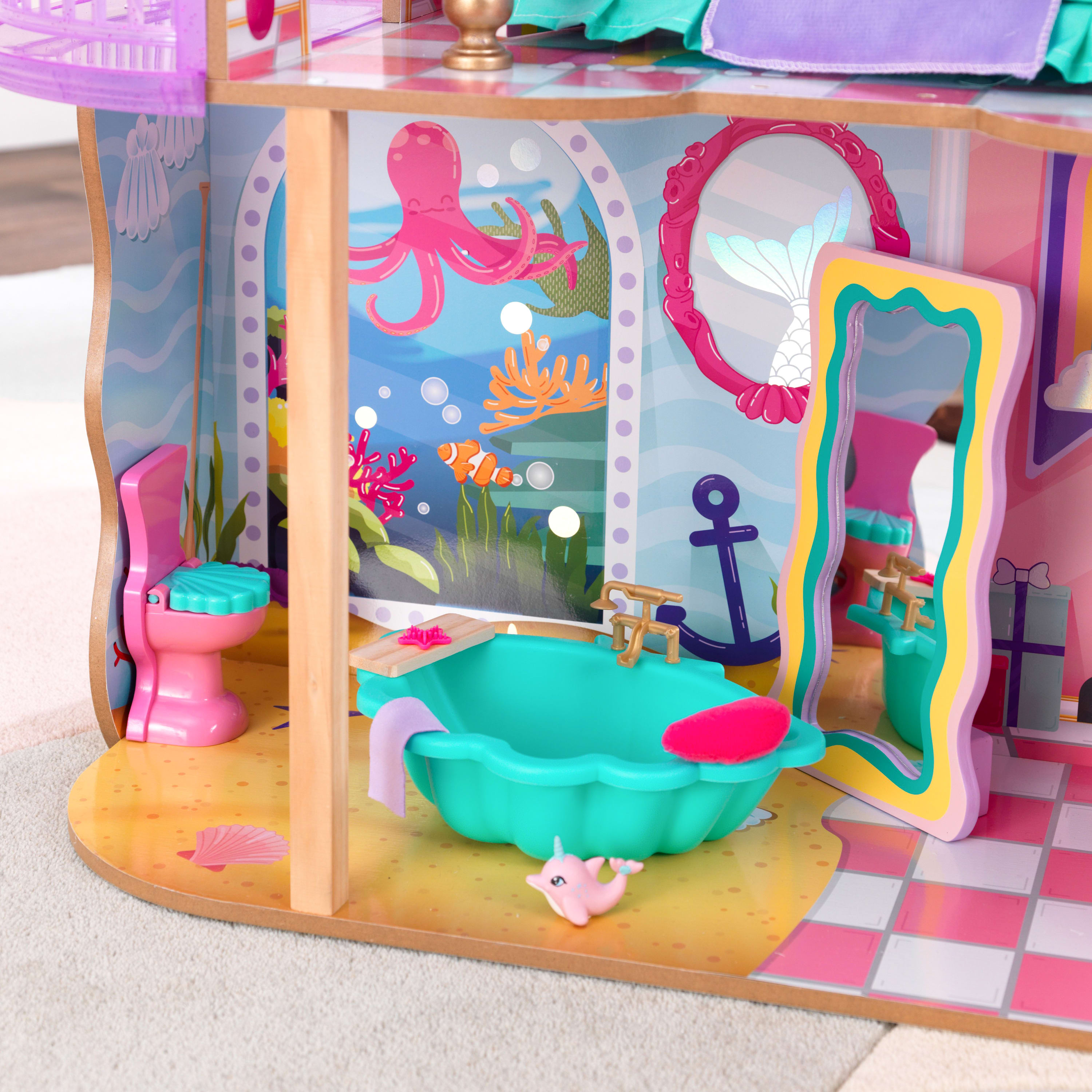 KidKraft Rainbow Dreamers Seashell Bathroom Dollhouse Furniture, 8 Pieces - image 3 of 8