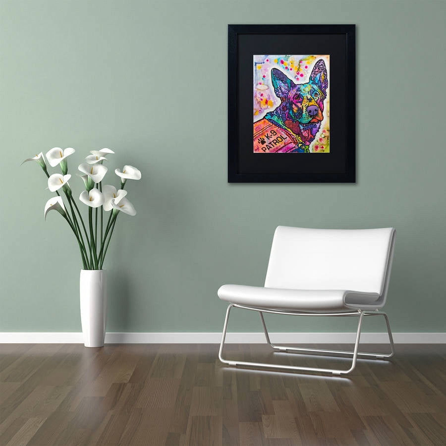 Trademark Fine Art "K-9 Patrol Large-003" Canvas Art by Dean Russo, Black Matte, Black Frame