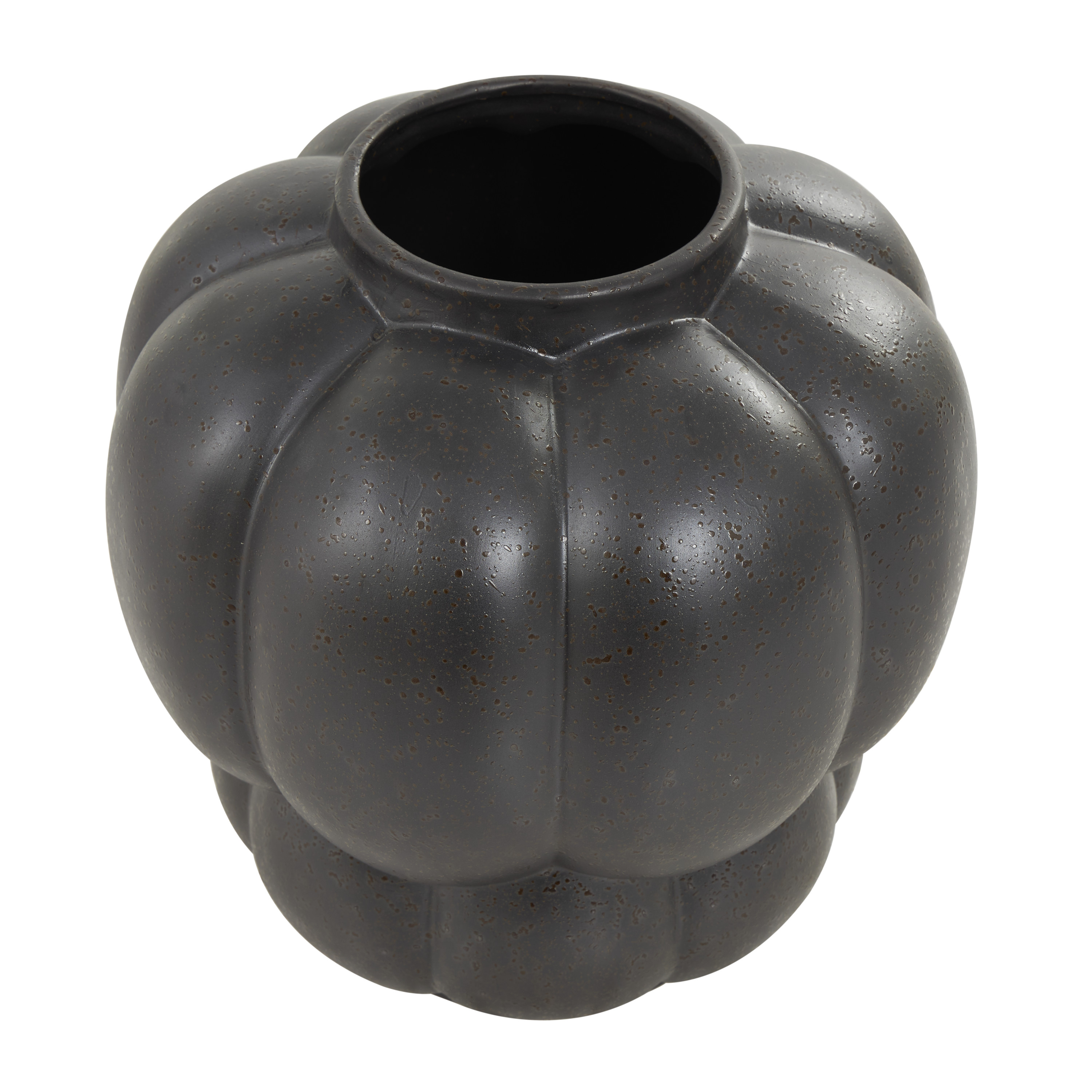 DecMode 13" Wide Bubble Inspired Black Ceramic Vase with Distressed Speckled Texturing