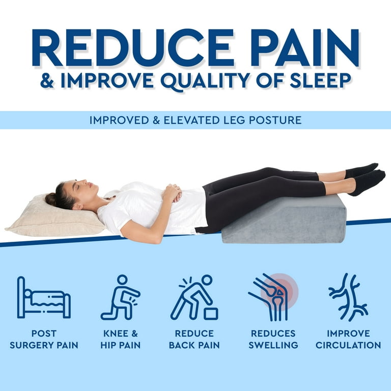 Leg Elevation Wedge Pillow With Full Memory Foam Top, High Density Leg Rest  Elevating Pillow- Relieves and Recovers Foot and Ankle Injury, Leg Pain,  Hip and Knee Pain, for Blood Circulation 