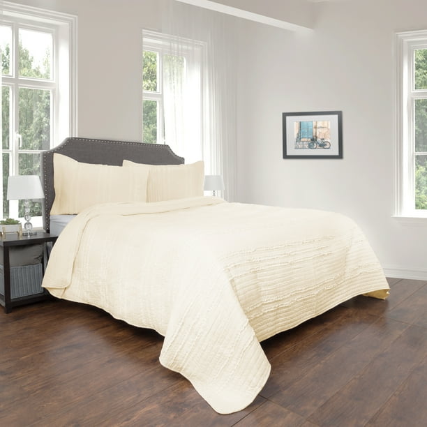 Lavish Home Hypoallergenic Oversized Striped Ruffle 2 Piece Quilt