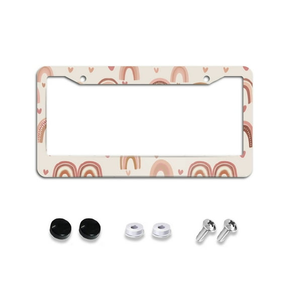 Rainbow and Hearts License Plate Frames for Women Men Car Plate Holder Cover Metal Tag Aluminum Car Accessories Front Rear Plate Decor