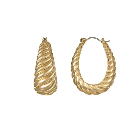 Time and Tru Goldtone Ribbed Texture Snap Hoop Earring, 1 Pair