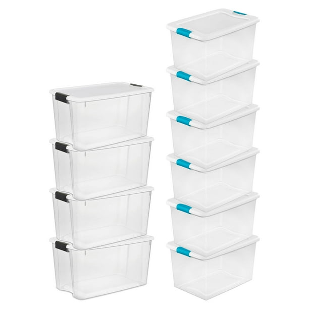 Sterilite 70 Quart Ultra Latch Storage Box (4 Pack) & 64 Qt. Container