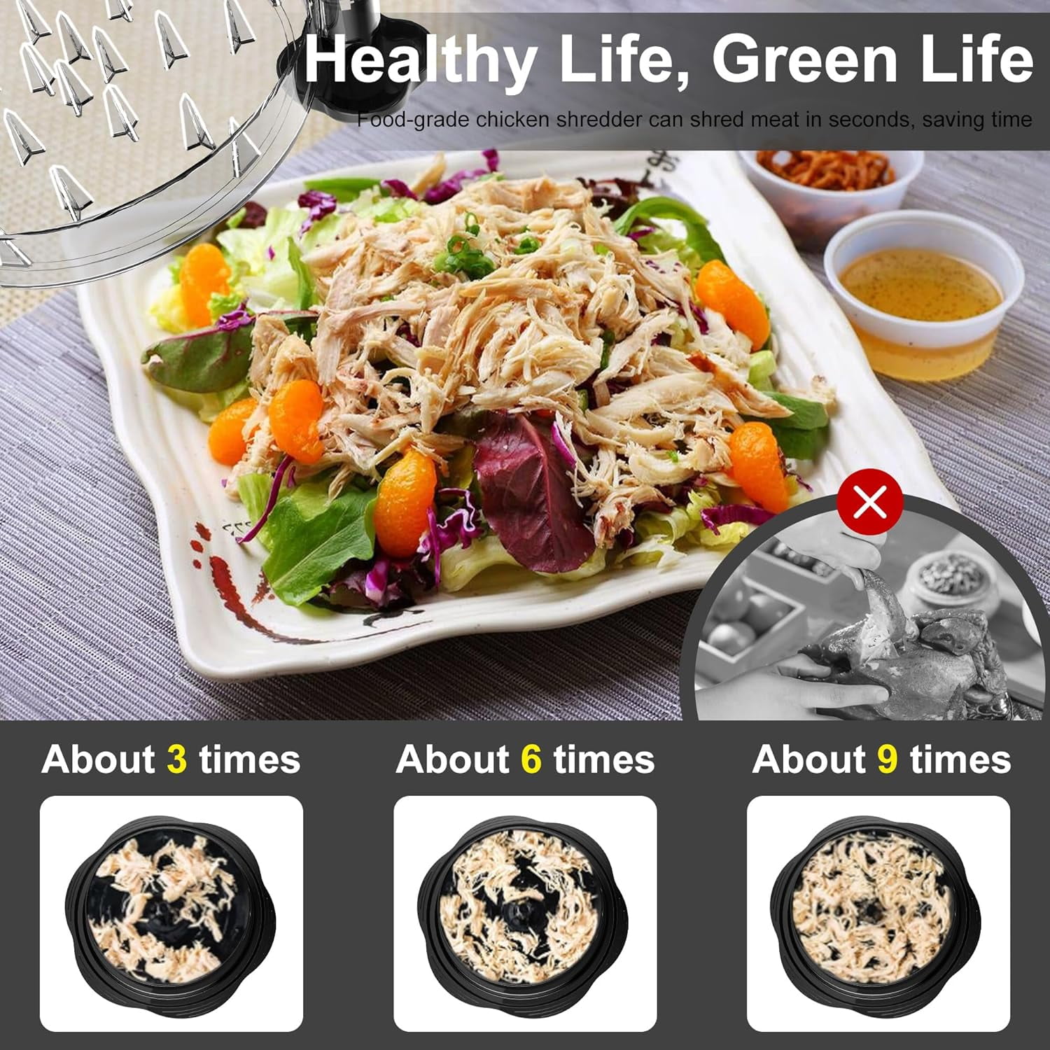 Senya Chicken Shredder Large Chicken Breast Shredder Tool Twist, Visible Meat Shredder Machine, Anti-Slip Strip