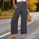 thumbnail image 2 of TaTaai Women's Summer Straight Leg Pants, Loose Fit High Waist Trousers with Pockets, Soft Ruffles and Pleats Design, Perfect for Casual, Beach and Seasonal Wear Gift, 2 of 7