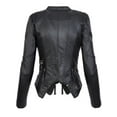 thumbnail image 4 of IROINNID Women's Faux Leather Jacket Savings Long Sleeve Peak Lapel Casual Biker Zip Up Jacket,Black, 4 of 7