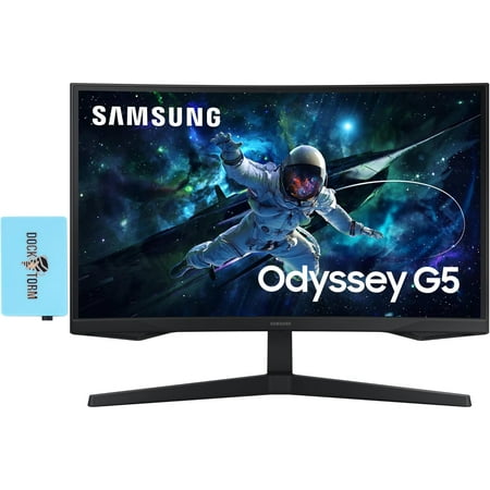 SAMSUNG Odyssey G55C Curved Monitor LS32CG552ENXZA Bundle with Docztorm Dock, 32" QHD VA (2560x1440) Display, VESA Mount (75x75mm), Ideal for Home & Business, Black (2024 Latest Model)