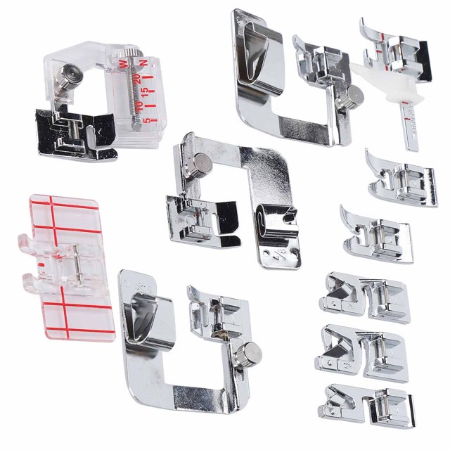 Prensatelas De Dobladillo Enrollado, Prensatelas De Puntada Paralela De Acero Inoxidable, Dobladillo Enrollado De 11 Piezas Para Máquinas De Coser Domésticas ANGGREK Presser Foot