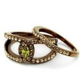 thumbnail image 4 of IP Coffee light Stainless Steel Ring with AAA Grade CZ in Olivine color for Women Olivine color Stone Color Style TK2956 Size 9, 4 of 4