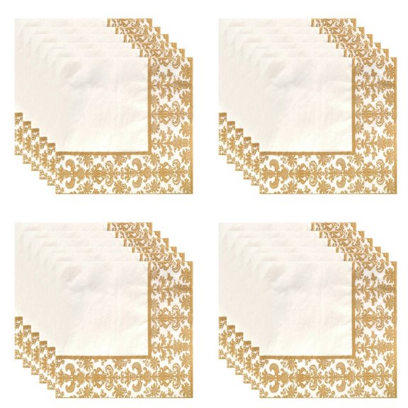 Servilletas Desechables de Papel de Seda con Estampado Dorado de 400 Piezas para Restaurante y Hotel (Dorado + )