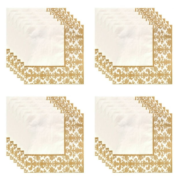 Servilletas Desechables de Papel de Seda con Estampado Dorado de 400 Piezas para Restaurante y Hotel (Dorado + )