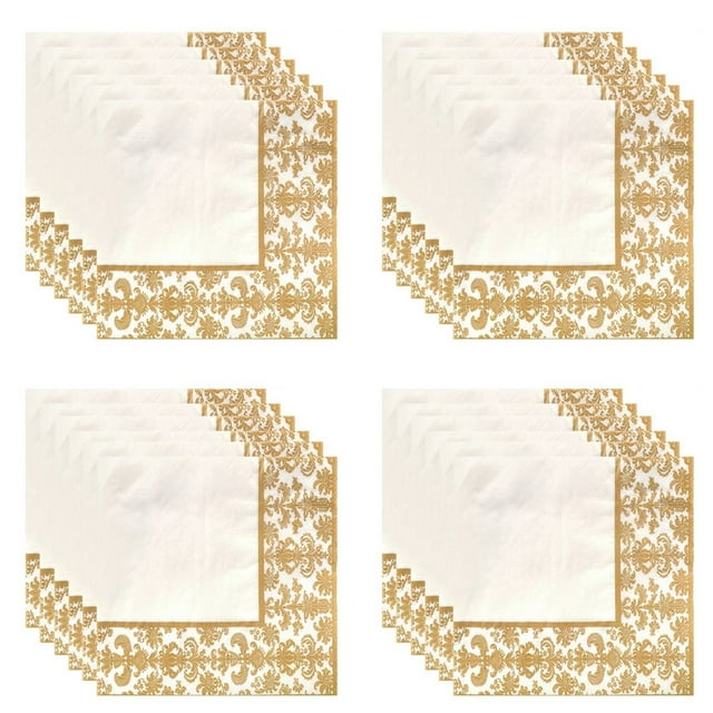 Servilletas Desechables de Papel de Seda con Estampado Dorado de 400 Piezas para Restaurante y Hotel (Dorado + )