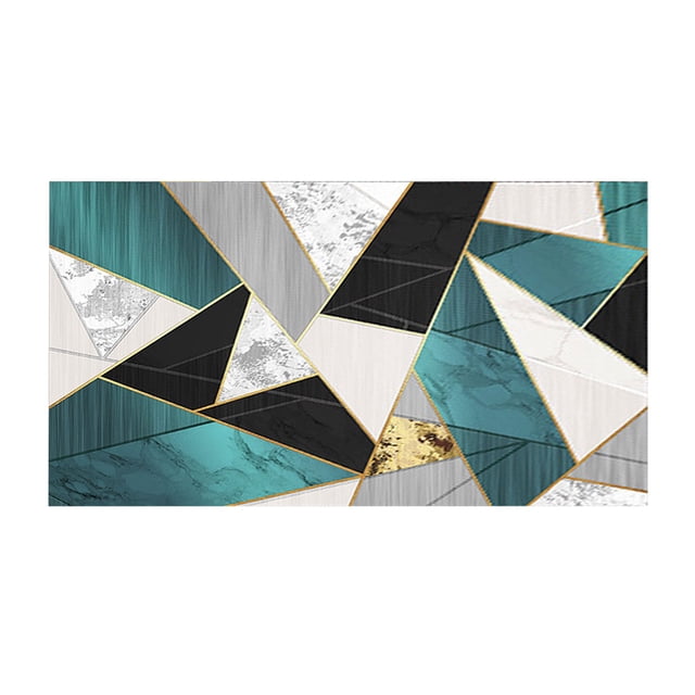 Geometric Low-Pile Area Rug - Microfiber Washable Floor Carpet for Living Room & Bedroom