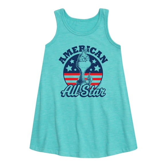 Dr. Seuss - The Grinch America's Favorite Mean One -Toddler and Youth Girls A-line Dress