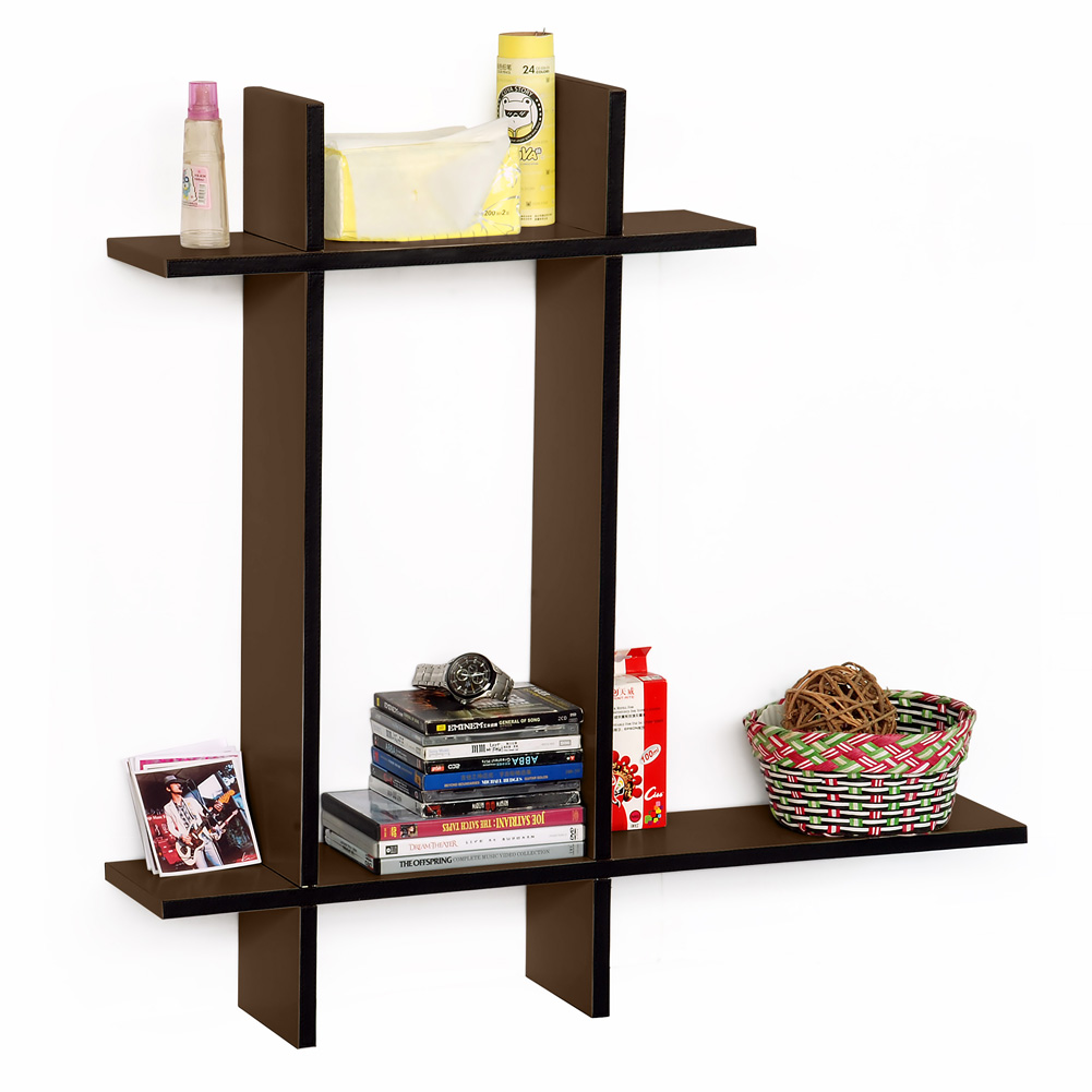 Light Coffee Bleather Cross Type Shelve Book Shelve Floating Shelve 4 Pcs Walmart Com Walmart Com