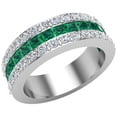 thumbnail image 3 of Mens Wedding Rings Emerald Gemstones Rings 14K Solid White Gold 2.67 CT TW, 3 of 6