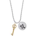 thumbnail image 1 of Delight Jewelry Goldtone Open Peace Heart Key Silvertone Script Initial Disc - N - Charm Necklace, 20"+3", 1 of 4