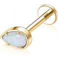 thumbnail image 2 of 16G Tragus Conch Helix Medusa Piercing Jewelry Lip Rings Labret Jewelry Cartilage Earring Internally Threaded Labret Stud Titanium Flat Back Stud Earrings Style23: 1Pc Gold-teardrop opal 16G 8mm, 2 of 4