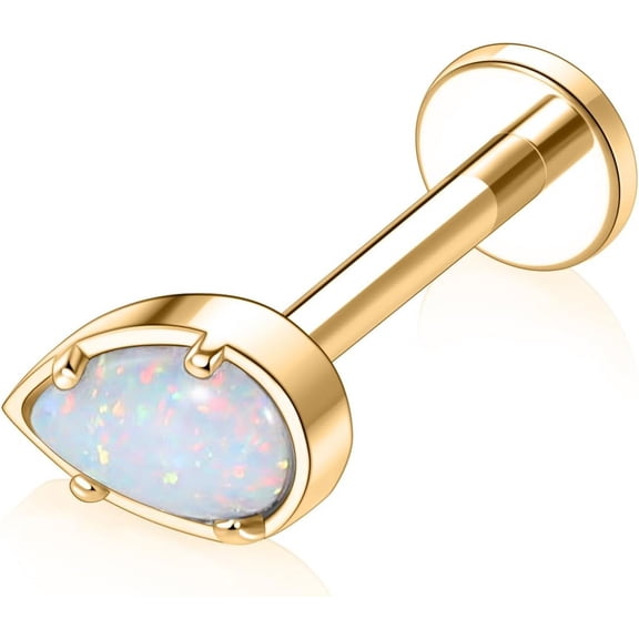 16G Tragus Conch Helix Medusa Piercing Jewelry Lip Rings Labret Jewelry Cartilage Earring Internally Threaded Labret Stud Titanium Flat Back Stud Earrings Style23: 1Pc Gold-teardrop opal 16G 8mm