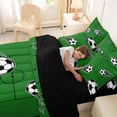 thumbnail image 4 of Castle Fairy Sport Soccer King Bedding 7pcs, Vintage Stars Print King Bed in a Bag, Black Green,Black Reversible, 4 of 7