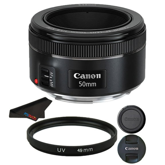 Canon EF 50mm f/1.8 STM Lens + 49mm UV + Pixi Cleaning Cloth