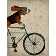 thumbnail image 2 of Fab Funky 15x18 Black Ornate Wood Framed with Double Matting Museum Art Print Titled - Basset Hound on Bicycle, 2 of 4