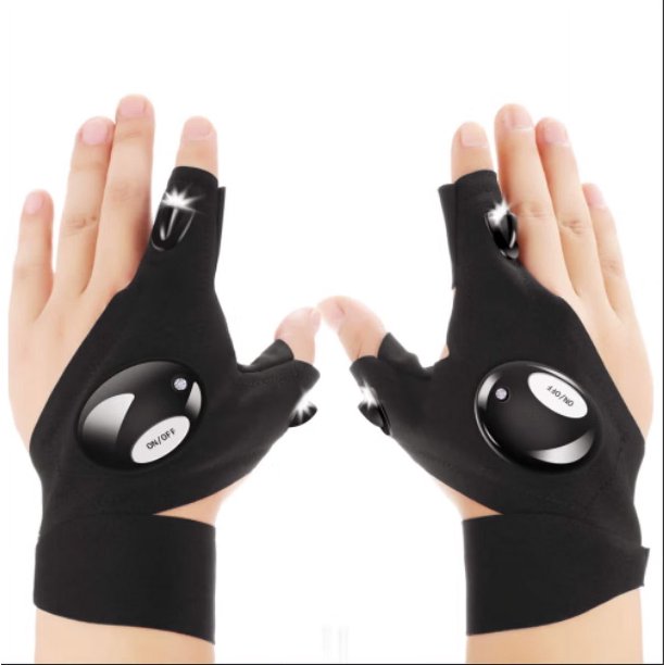 Par de 2 guantes con linterna LED, guantes de pesca al aire libre y destornillador para reparar y trabajar en lugares oscuros, accesorios de herramientas, regalos para hombres/mujeres para manitas