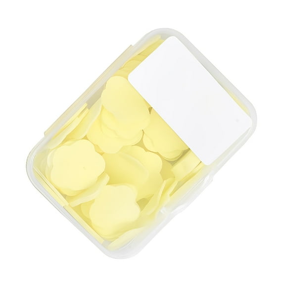Advancent Jabón de papel desechable para lavar a mano, sábanas perfumadas, rebanada de limpieza de viaje, flores, baño, Camping, tabletas, Mostrada limón amarillo
