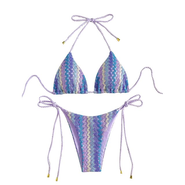 Bikini ZAFUL con cuerda de punto triangular de 2 piezas, color morado L