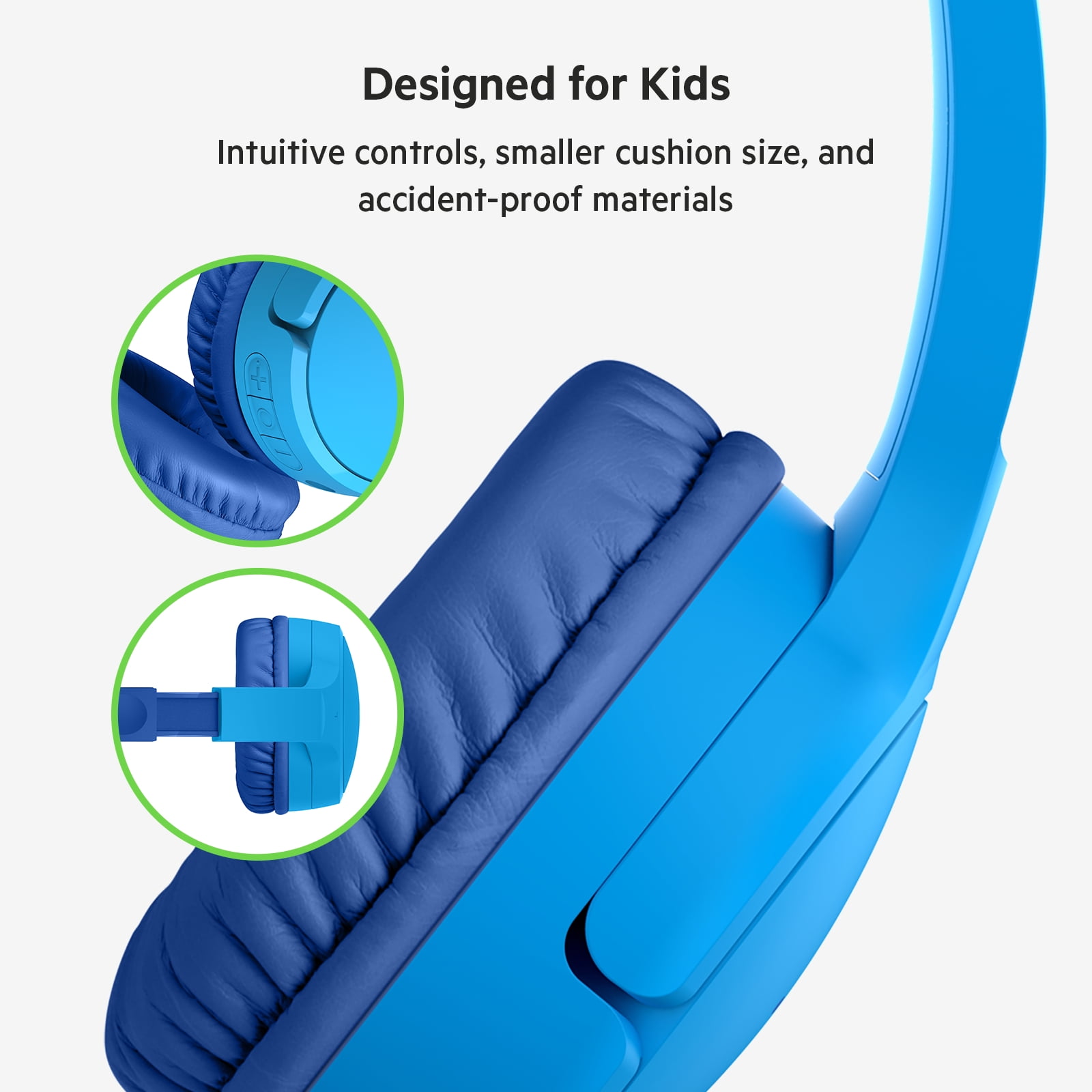 Blue for Mini Headphones On-Ear Wireless Kids, Bluetooth SOUNDFORM Belkin
