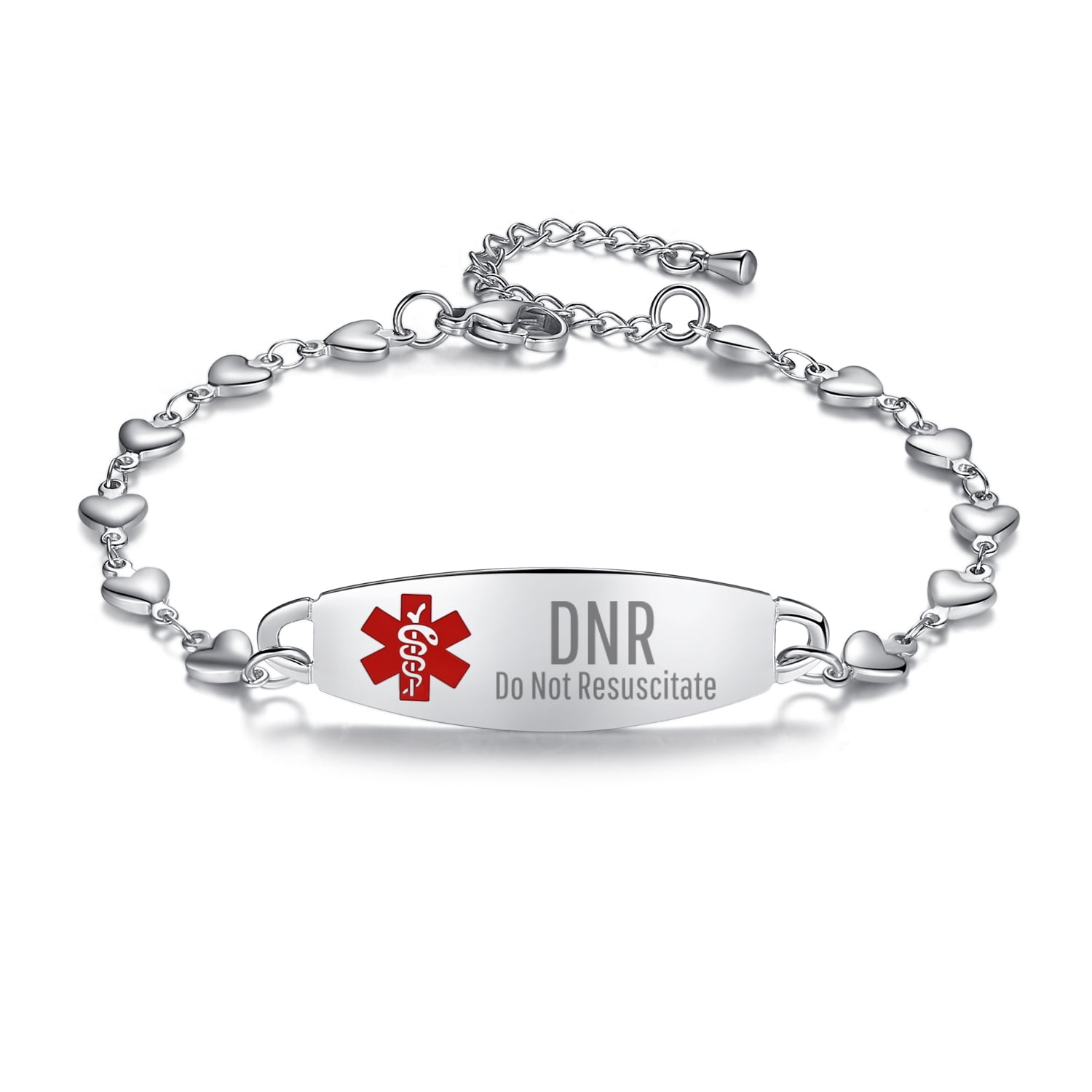 Linnalove Fashion Heart Medical Alert Bracelets for Women DNR Do Not Resuscitate bracelets 78.5