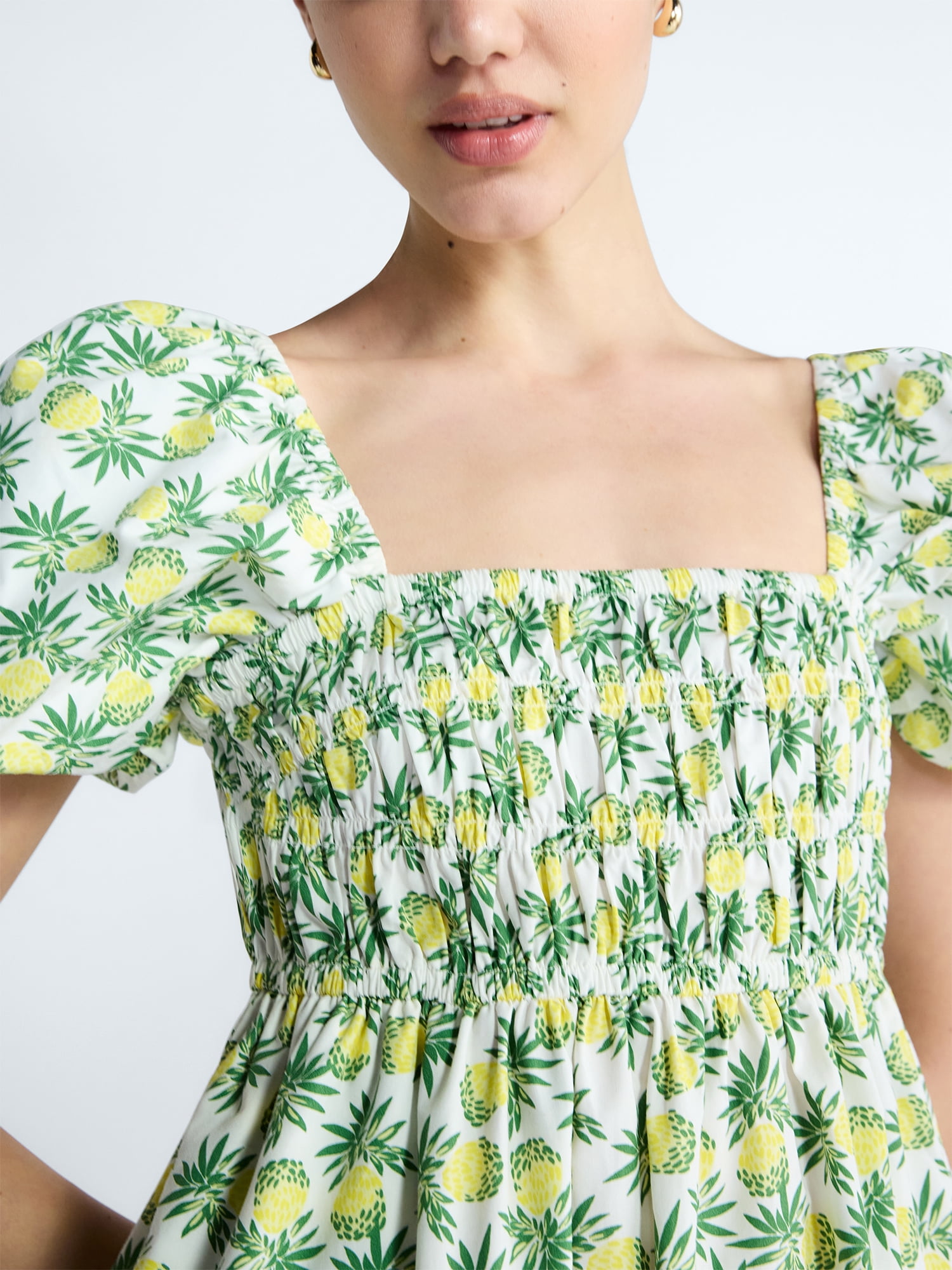 Free Assembly Women's and Women's Plus Puff Sleeve Peasant Mini Dress, Sizes XS to 4X