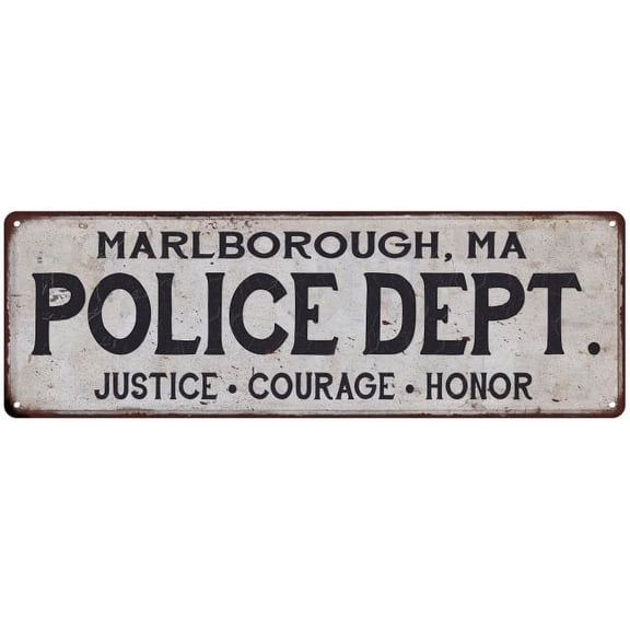 MARLBOROUGH, MA POLICE DEPT. Home Decor Metal Sign Gift 6x18 106180012939