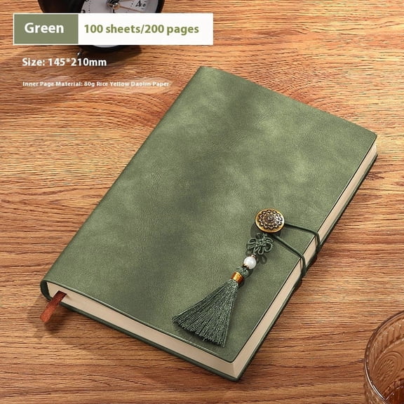 green Lined Journal Notebook, 200 Numbered Pages,for Men & Women, Journaling, Writing, Work & Office, Soft-sided Leather Hardcover, 80 GSM Thick Paper