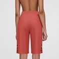 thumbnail image 5 of KDDYLITQ Womens Capri Pants Elastic High Waisted Buttons Lounge Sweat Pants Straight Leg Cotton Linen 2026 Joggers Beach Summer Office Trousers with Pockets Watermelon Red S, 5 of 7