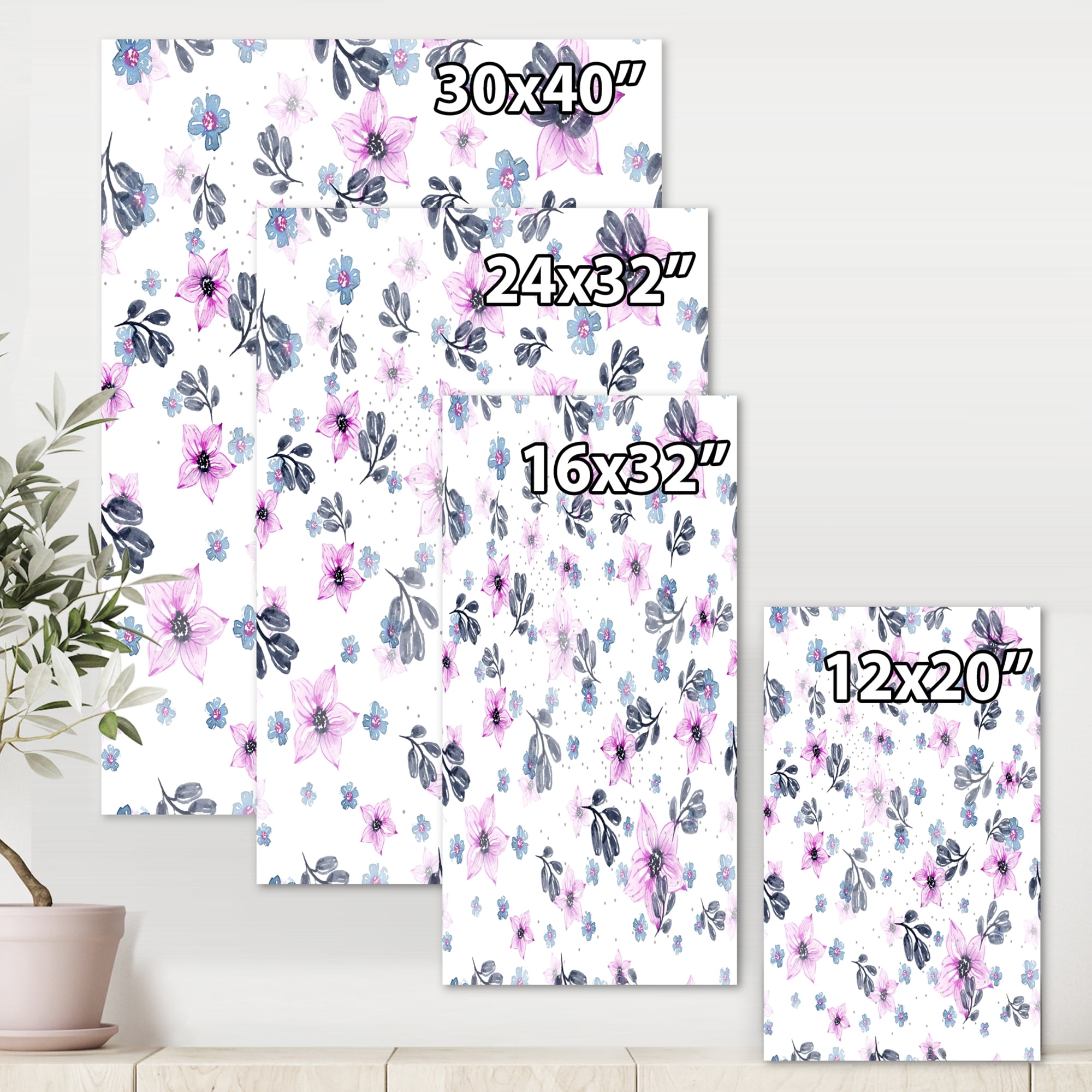 Designart ' Petals and Pink Flowers ' Traditional Canvas Wall Art Print
