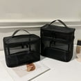 thumbnail image 1 of Xihbxyly Neceser de Malla Negra, Diseño de Doble Capa, Organizador de Viaje Fácil, Nailon, Asa Portátil, Gancho para Baño, Gran Capacidad, para Guardar Maquillaje Diario y Artículos de Aseo Personal,, 1 of 7