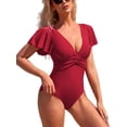 thumbnail image 1 of Charmo Ruched One Piece Swimsuits for Womens Cut Out Ruffle Bathing Suit Tummy Control Swimsuit, 1 of 6
