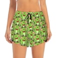 thumbnail image 2 of Picia Cute Green Frog Pattern Women's 2 in 1 Athletic Running Shorts High Waisted Workout Casual Gym Sweat Shorts with Comfy Liner Zipper Pockets-, 2 of 9
