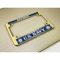 thumbnail image 3 of [Officially Licensed Product] - Motorcycle Metal License Plate Frame with United States Navy Retired, Eagle and Anchor Logo Design - Gold, 3 of 7