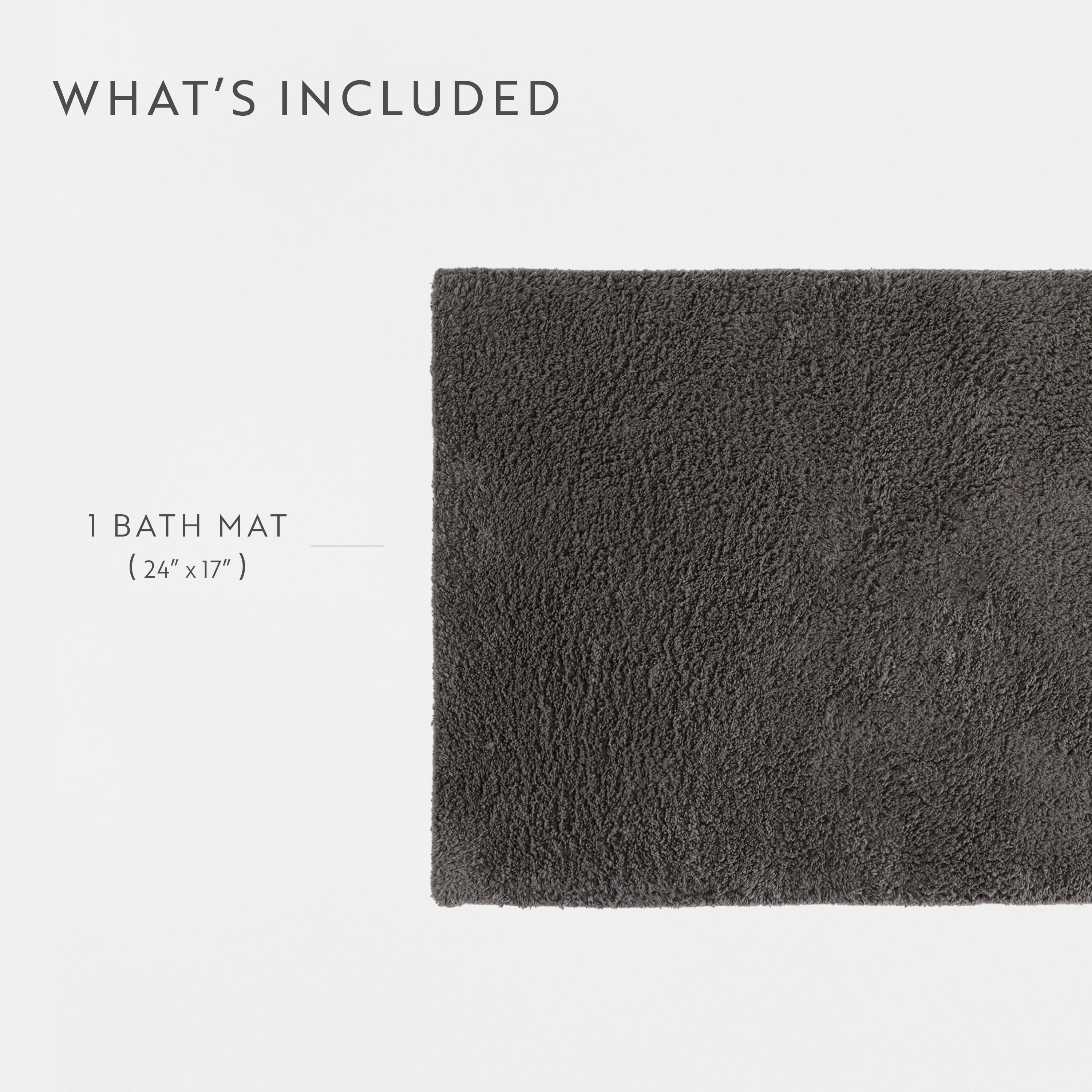 100% Cotton Reversible Solid Bath Mat by Comfort Canopy, Gray, 24" x 17"