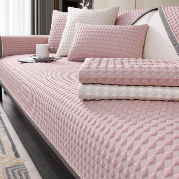 Sofa Cover 1 Pink R Sofa Cover Color:Pink Material:Ice-Creased Wrinkled Silk