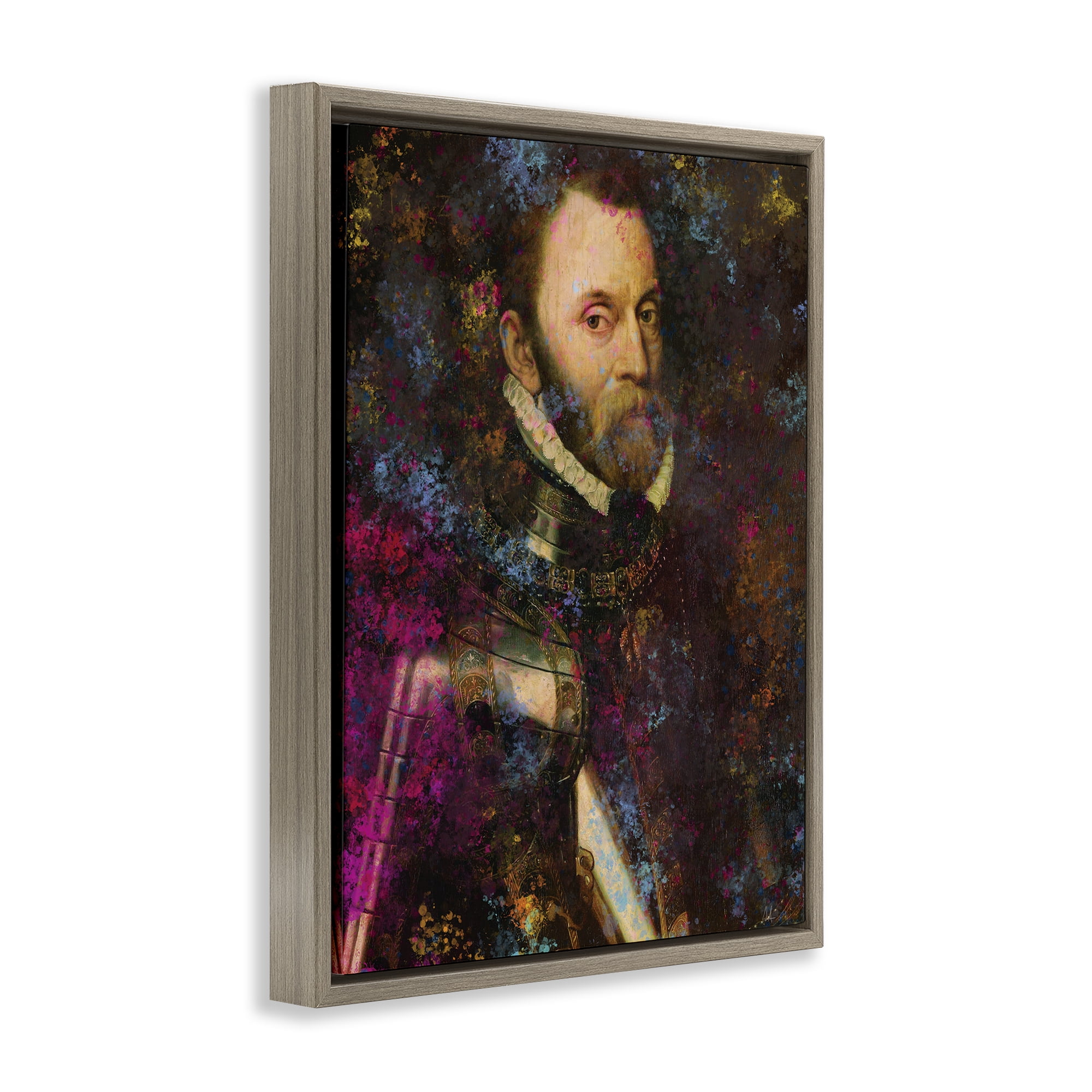 Stupell Industries Dappled Royalty Portrait Brown Framed Floater Canvas Wall Art, design by Sarah Adams