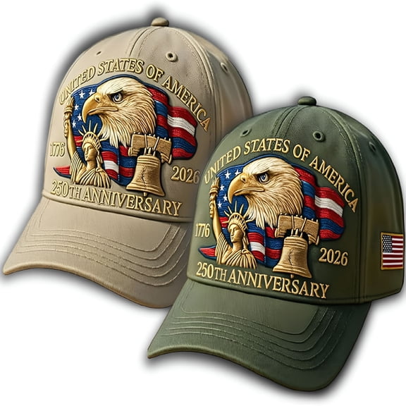 TELOLY United States 250th Anniversary Hat, 2026 Adjustable Patriotic Baseball Cap with Bald Eagle for Veterans