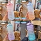 thumbnail image 2 of Botella de agua de 2L con pajita Gran capacidad con asa para viajes deportes al aire libre gimnasio CACAGOO Morado, 2 of 7