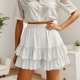 thumbnail image 2 of MIXUE Skirts For Women Summer Solid Color Ruffled Elastic Waist Casual Comfortable Mini Tennis Skirt Daily-Wear,White,XL, 2 of 9